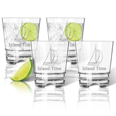 Personalized Old Fashioned Glasses, Choose Your Nautical Design, Unbreakable Acrylic Drinkware Sets New England Trading Co